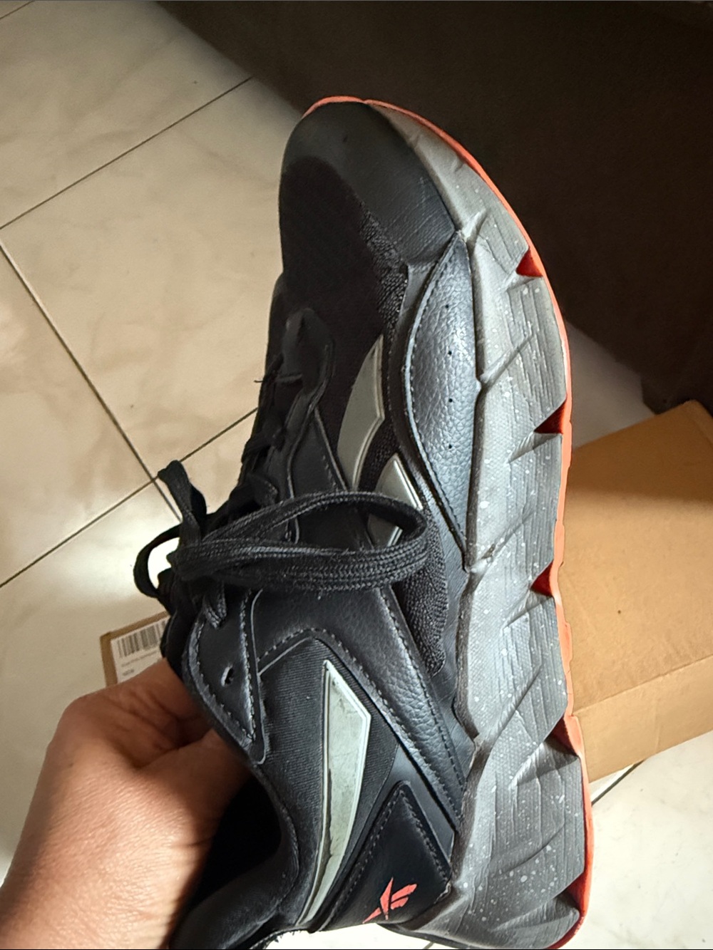 Reebok Men's Black Athletic Sneakers with Red Accents